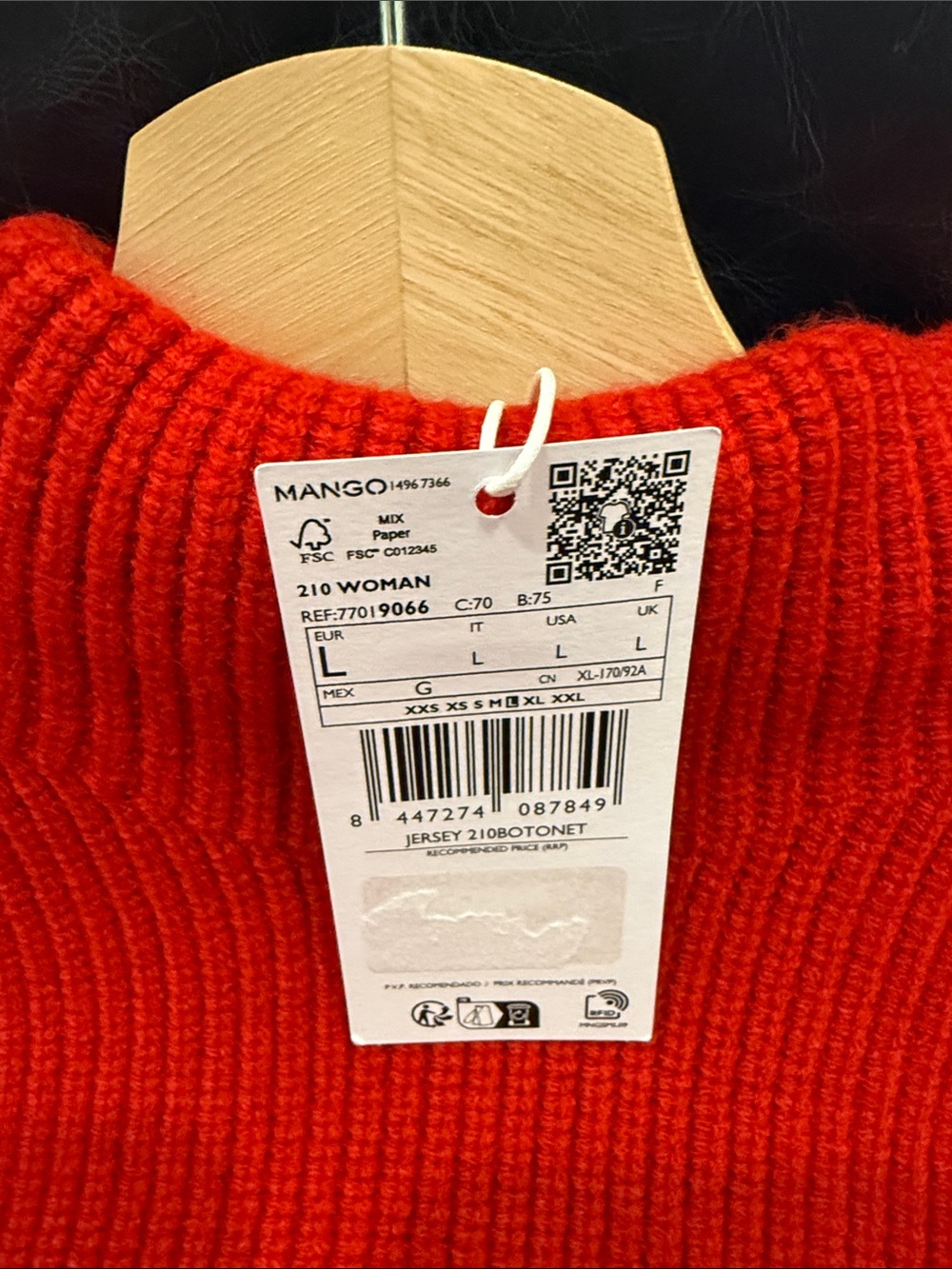 Mango Red Ribbed Mock Neck Sweater - Picture 7 of 7